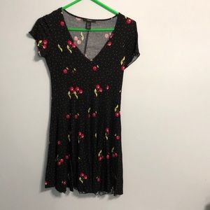 Black cherry printed skater dress